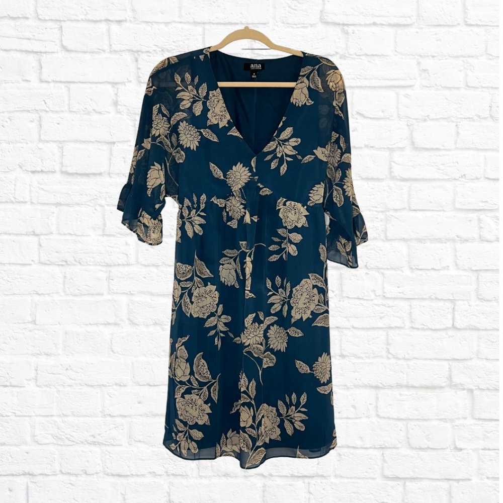 Blue & cream floral dress